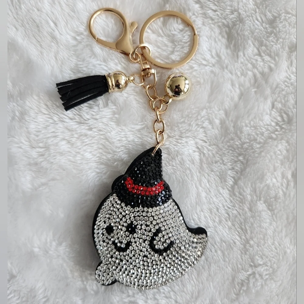 Halloween Ghost Keychain with Halloween Hat Bag Charm